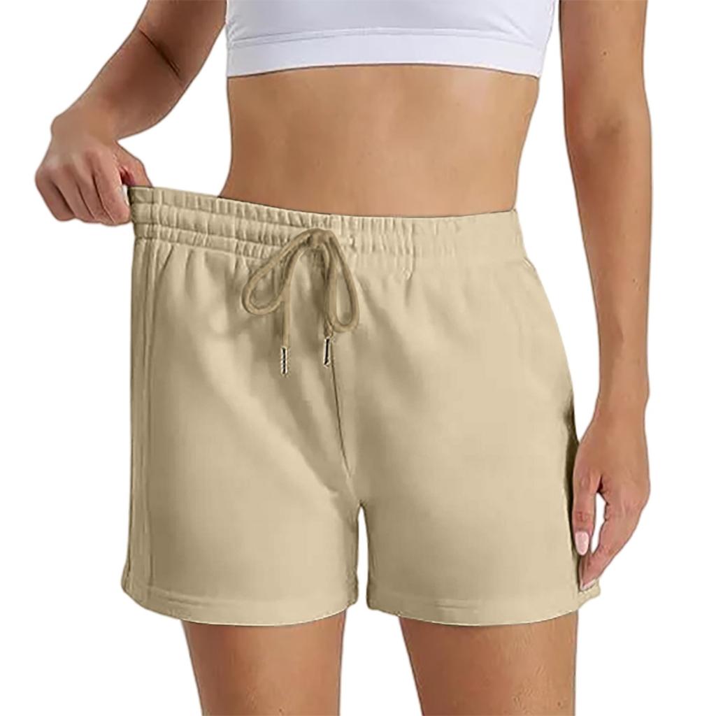 Women's Summer Loose Casual Solid Color Sports Shorts High Waisted Running Shorts With Pockets