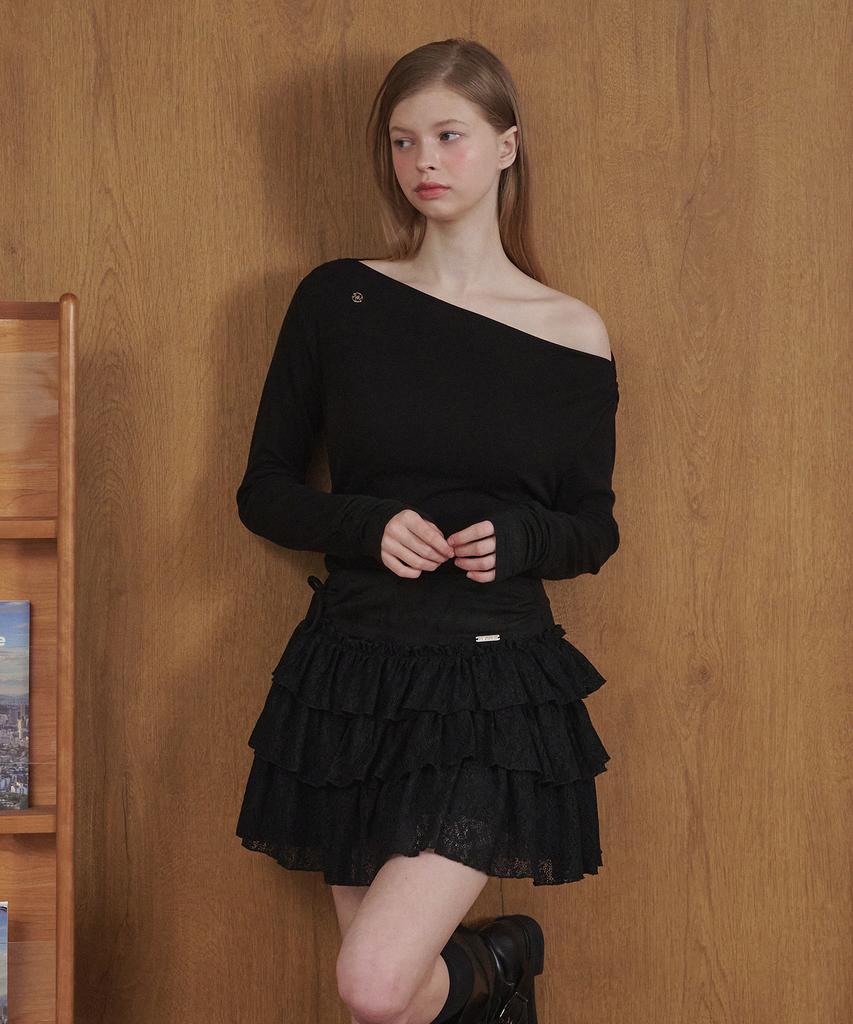 Micene Agatha Suede Tiered Mini Skirt