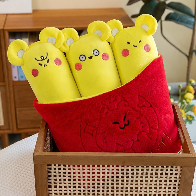 French Print Cat Fries Plush Toy Cartoon Stuffed Doll Decoration Gifts Kids