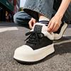 Niche Thick-soled Leather-faced Cotton Shoes for Women's 2025 Winter New Ins Trendy Velvet Warm and Versatile Casual Fluffy Board Shoes
