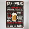 Vintage Rustic Metal Bar Rules Sign with Beer Mug Illustration - Funny Whimsical Wall Decor for Man Cave Pub Home Cafe Decoratio