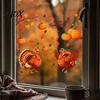 Removable Glass Art Decals Thanksgiving Static Window Clings, Cartoon Double Turkey Pumpkin Maple Leaf No?Glue Autumn Decals, Waterproof Stickers