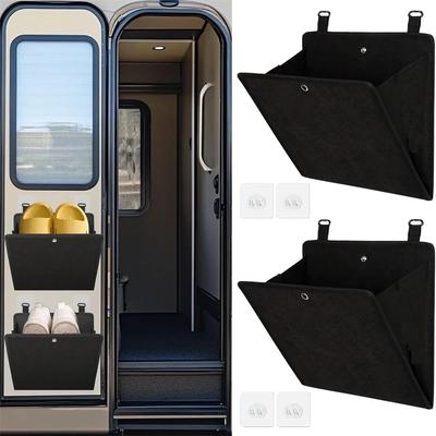 2Pcs Adhesive Door Shoe Rack with Large Deep Pocket - Narrow Space & RV/Camper Storage