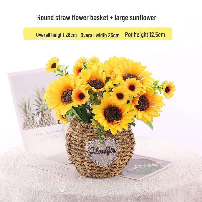 Mini Sunflower Artificial Flower Ornament for Living Room or Dining Table Decoration
