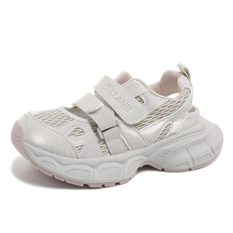 Leather hollow dad shoes women's 2025 new summer mesh breathable sports sandals versatile height increase casual shoes trend