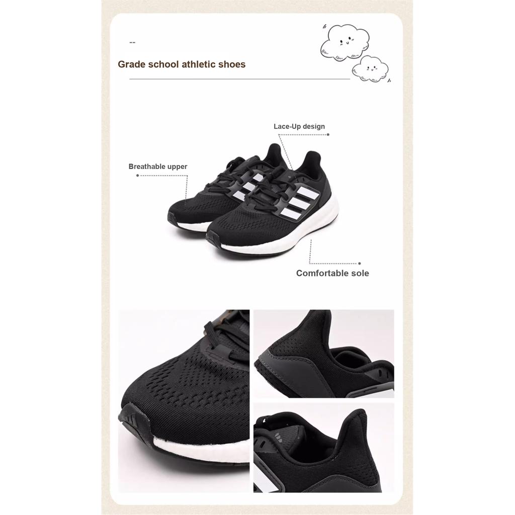 New Adidas Pureboost 22 Low Top Running Shoes Black White Teenagers GZ2599