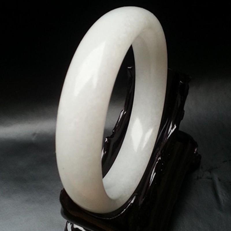Xinjiang White Jade Calcite Bracelet Width 13mm, Inner Diameter 54-56mm