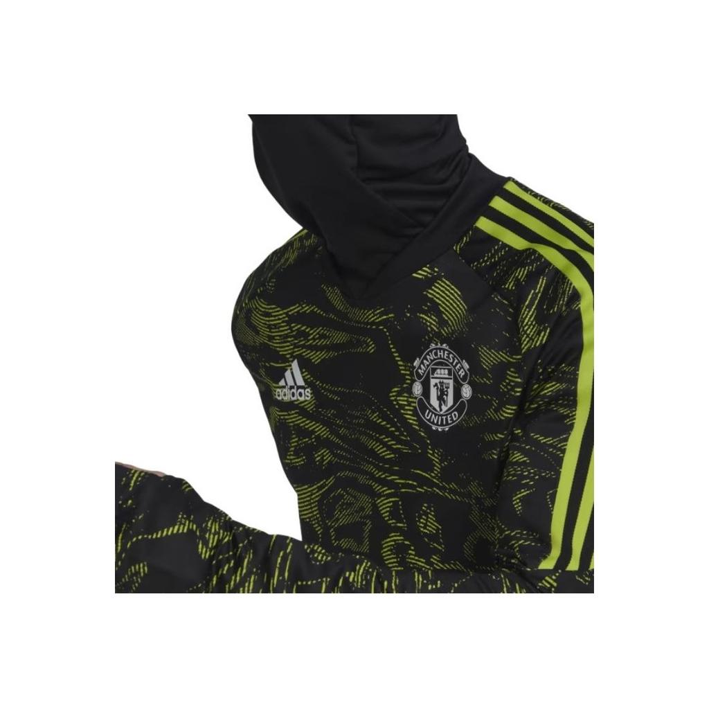 Adidas Manchester United Condivo 22 Pro Warm Top Striped Print Long Sleeve Football Shirt Men Tops Green HE6676