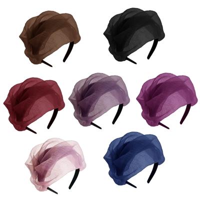 Ruffle Half Hat Headband with Adjustable Size French Hairband Hair Shaping Tool for Evening Banquet Party Props Headwear