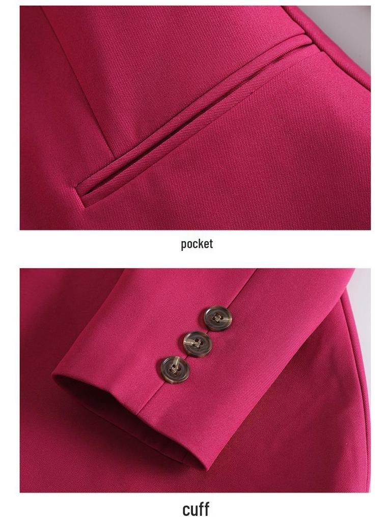 2025 Women's Slim Fit Pink Blazer: Fashionable, Age-Reducing One-Button Professional Suit for Autumn