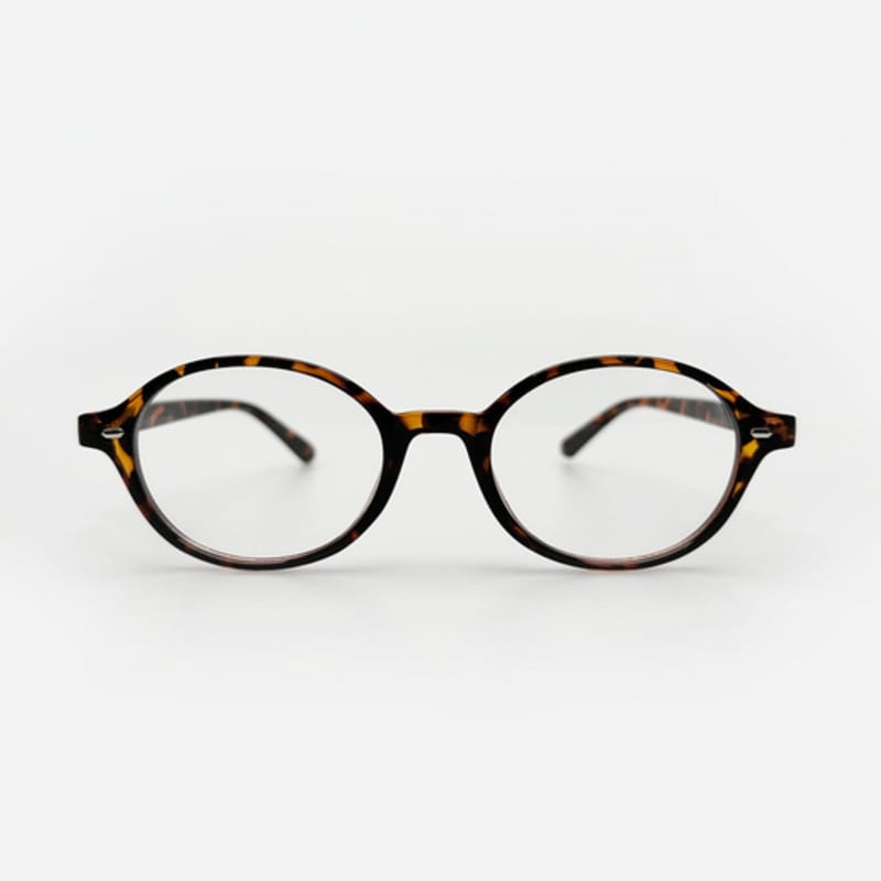 KOLEAT WOMEN Layered Horn-Rimmed Leopard Round Blue Light Blocking Glasses [RPRB]