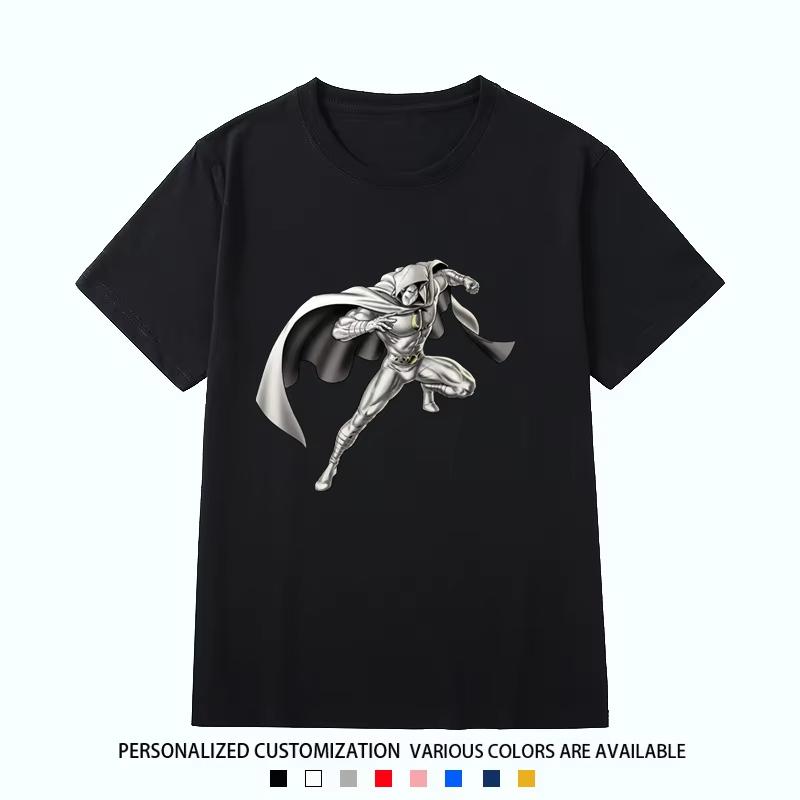 Marvel Moonlight Knight Superhero Silhouette Print Pure Cotton Roundneck Casual ShortSleeved TShirt S