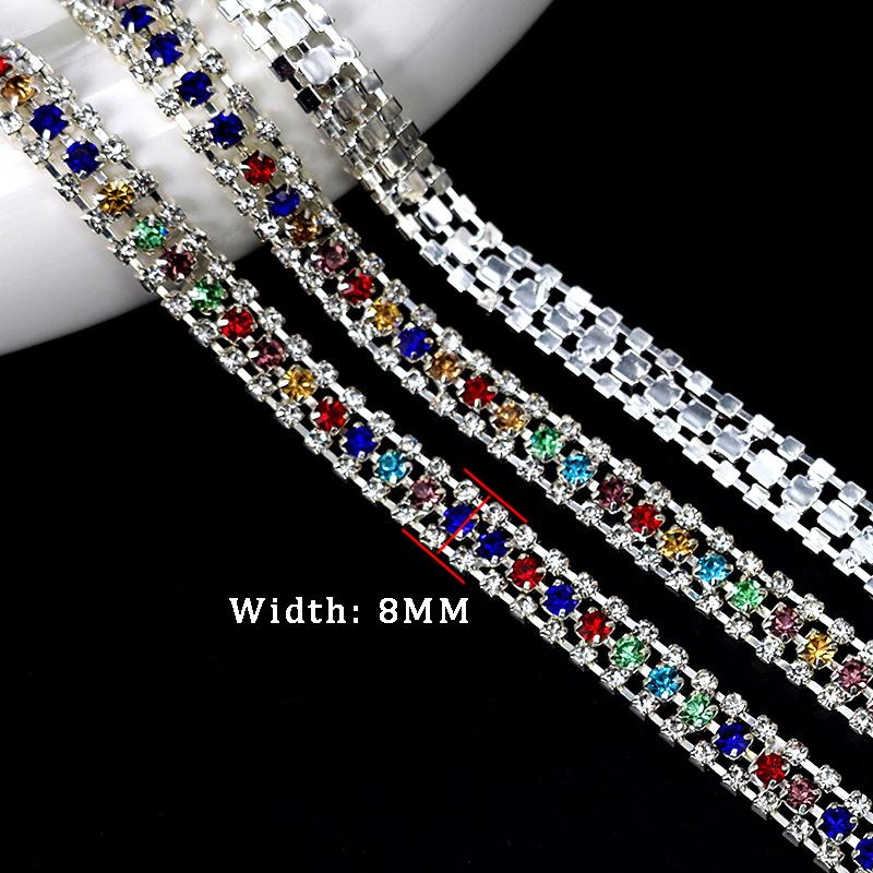 10Yards 3 Rows Rhinestone Chain Trim Sparkly Crystal Diamond Applique  Sewing DIY Craft Decoration Clothing Gift Accessories