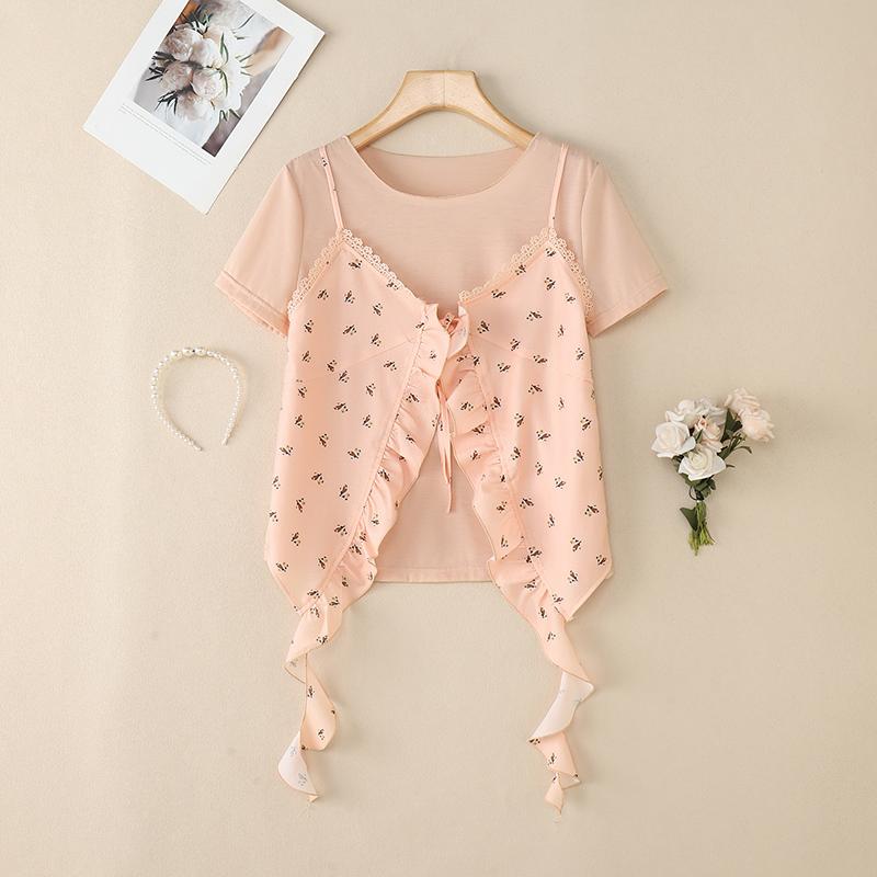 ZANZEA Women Casual Print Patchwork Summer Short Sleeve Blouse