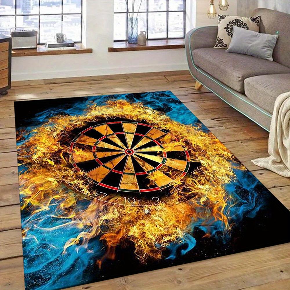 

1pc Dartboard Flame Design Non-Slip Crystal Velvet Area Mat - Machine Washable Durable Mat Mat for Living 50x80cm