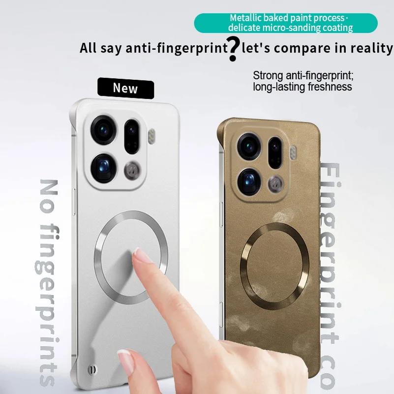 Minimalist Magnetic Plating Frameless Case For OPPO Find X9 Pro X8 Ultra X8s+ X7 Reno 14 Pro 13 12 Camera Protect Charging Cover