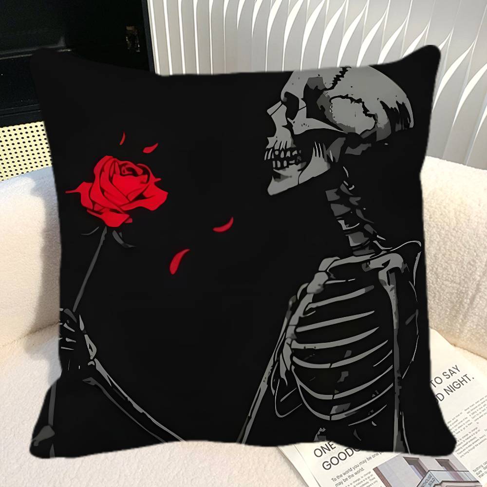 Simple Skull Love Married In Love Pillow Case Square Pillow Bedroom Sofa Leisure Comfort Cushion Car Home Decoration