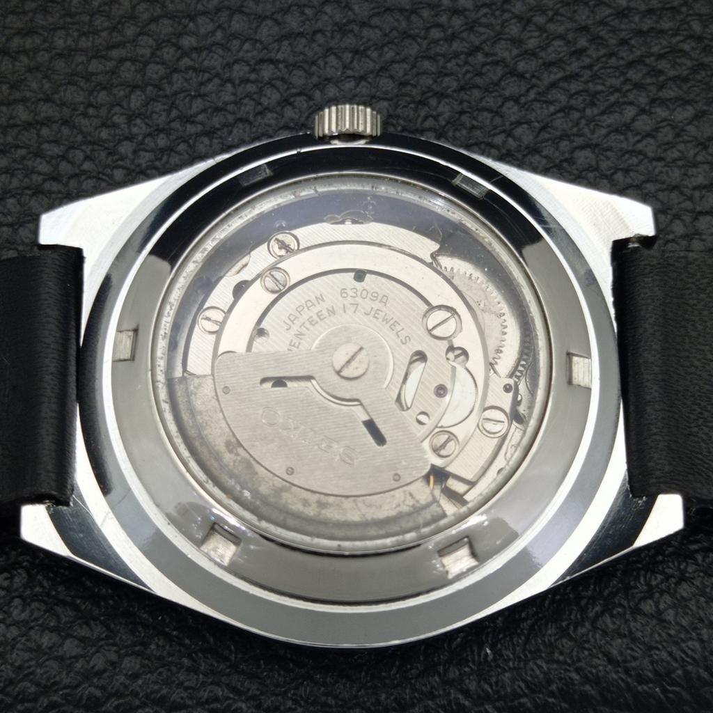 Seiko 5 AUTOMATIC VINTAGE REFURBISHED 6309A JAPAN MENS BLACK WATCH A440776-4 Sk-a440776
