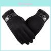 Winter Mens Warm Suede Pu Leather Fleece Lined Touch Screen Driving Gloves