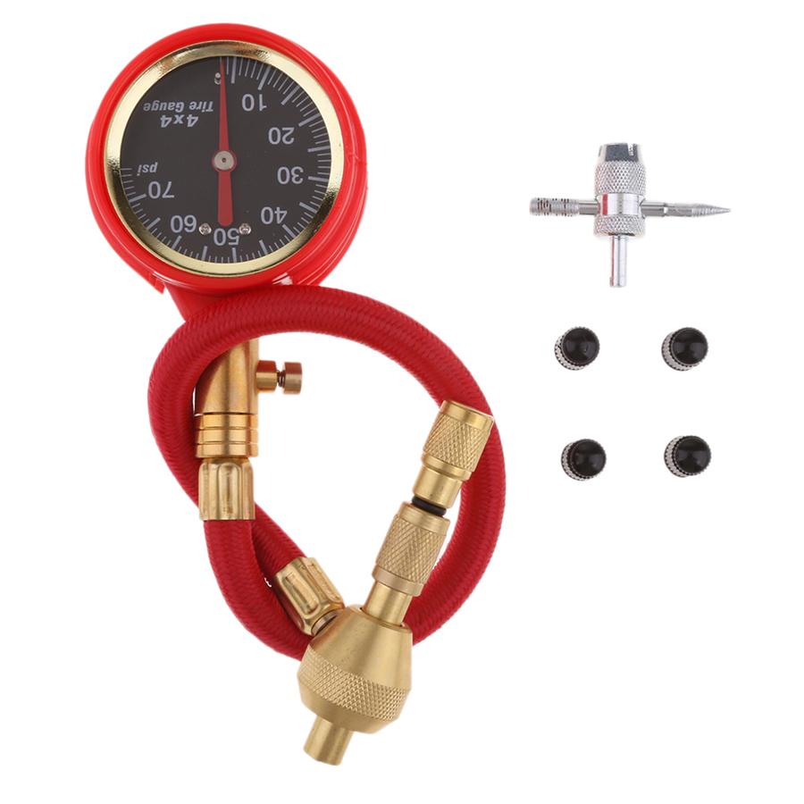 0-75PSI Tyre Deflator Rapid Tire Air Pressure Gauge Pointer Type Dial Valve Tool