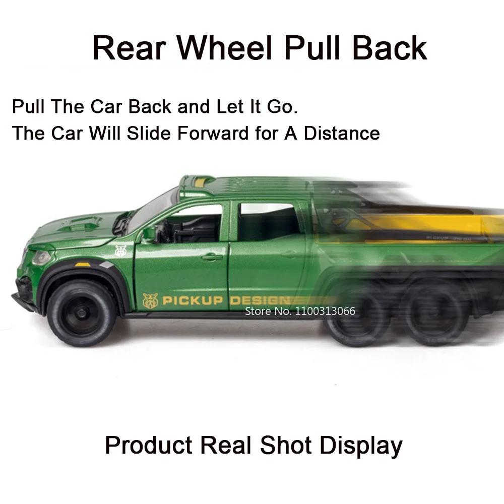1:28 X-Class Exy 6x6 F150 6x6 Model Cars Alloy Diecast Toy Pull Back Pickup Truck Sound Light Off Road Vehicle Boy Birthday Gift