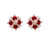 Winter Christmas Snowflake Earrings for Women Shining Red Crystal Flower Stud Earring Statement Xmas Gifts Luxury Jewelry