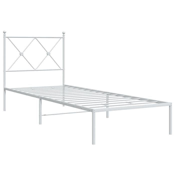 VidaXL Cadre de lit métal sans matelas avec tête de lit blanc 75x190cm 376541