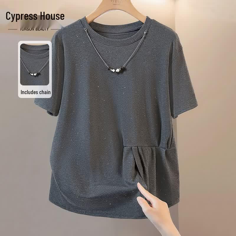 

Women s Loose Fit Round Neck Short Sleeve T-Shirt ONE SIZE