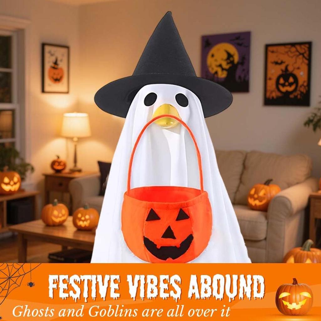 Porch Geese Ghost Outfit Holiday Porch Geese Ghost Costume Lawn Statue Halloween Clothes for Courtyard Fall Season Entrance