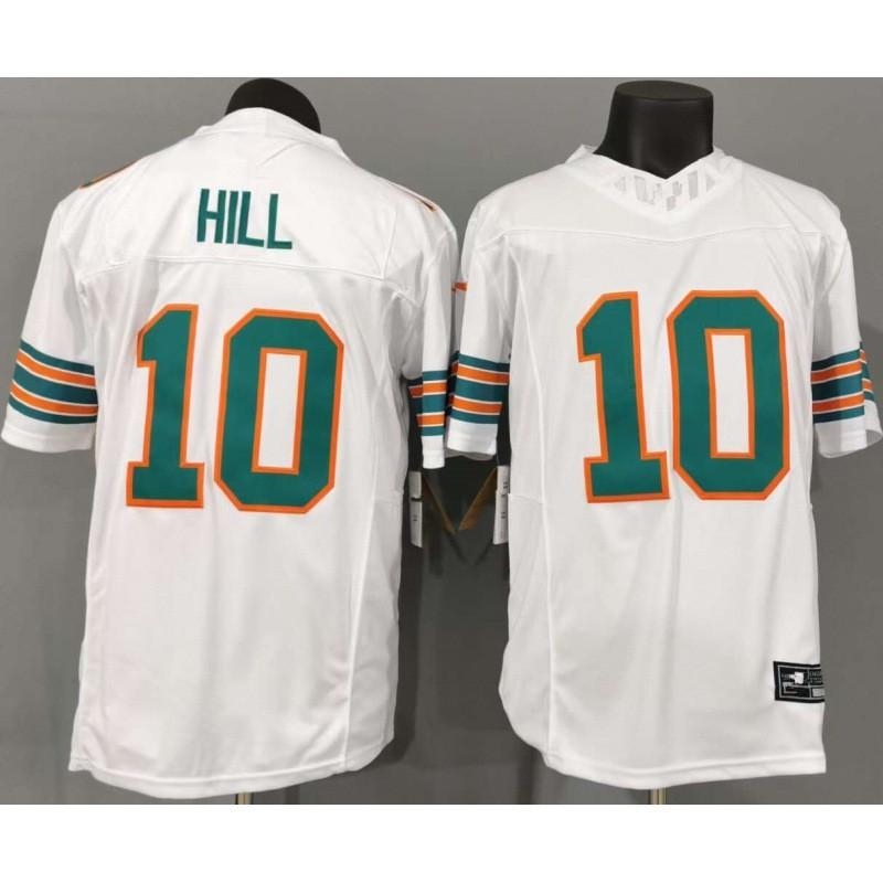 3rd Gen Dolphins 10 White Regular Embroidered American Football Jersey