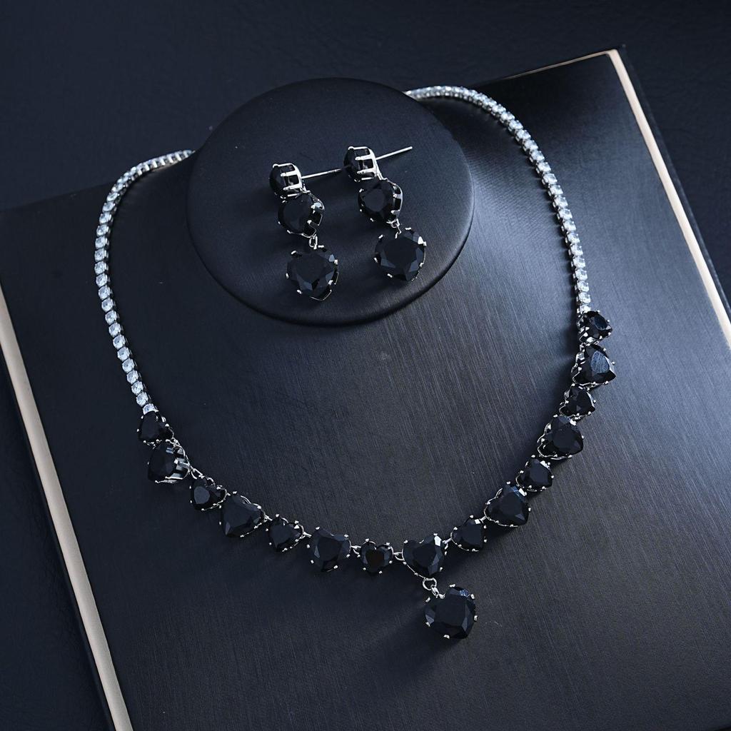 Elegant Zirconia Water Drop Necklace & Earring Set - Versatile Luxury for Brides and Evening Wear