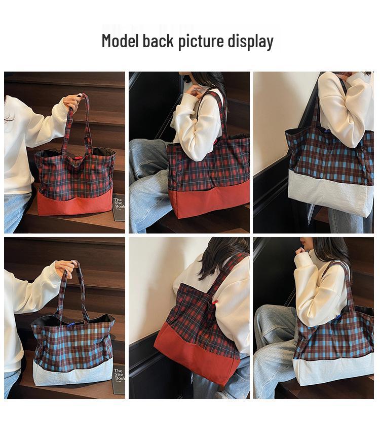 2025 Women's Plaid Canvas Tote Bag: Large Capacity, Autumn/Winter Style