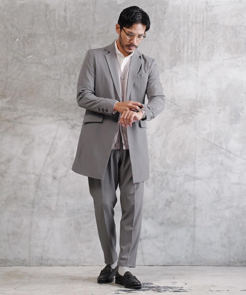 TPU Chester Coat Size Light Long Tailored Suit Long Slim Ceremony [JIGGYS SHOP] M, Gray, Jacket, 2-Button Closure, Business, Office, Casual, Coat,