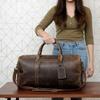 24 Inch Brown Leather Duffel Bags for Men and Women Full Grain Leather Travel Overnight Weekend Leather Bags Sports Gym Duffel for Men