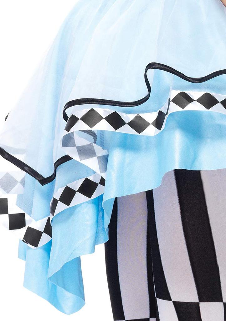 LEG AVENUE Psychedelic Alice Apron Dress with Choker and Headset Size Small Costume, Blue/Black, Women's,