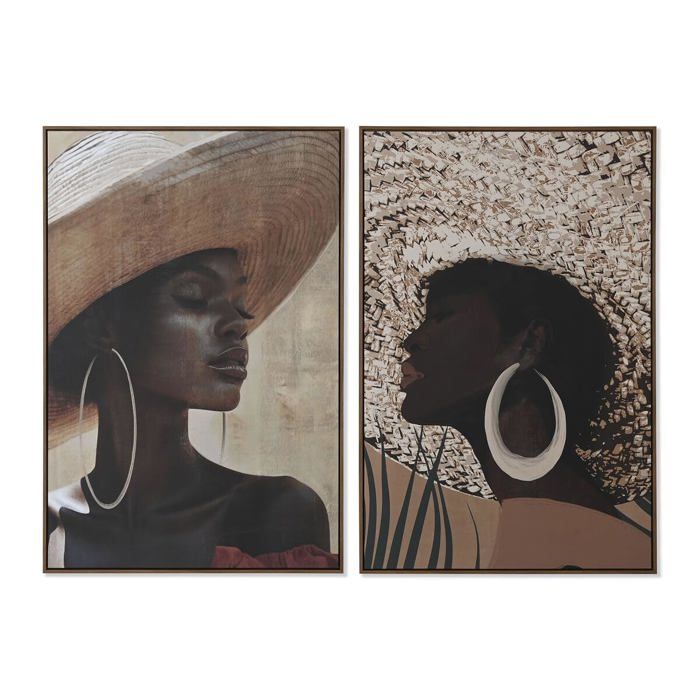 Koloniales Dekorationsbild - Home ESPRIT - 80x4,5x120 cm - Mehrfarbig - Rechteckig - Porträt - 2er-Set