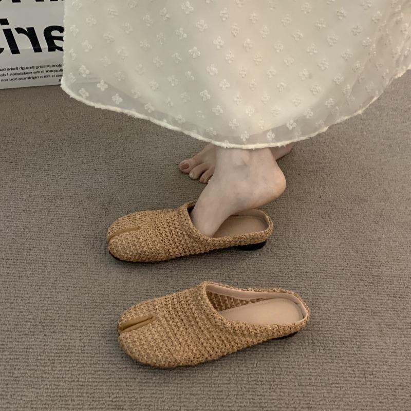 Breathable Woven Toe Caps Half-slipper Shoes Single Shoes Versatile Shoes Flat Shoes
