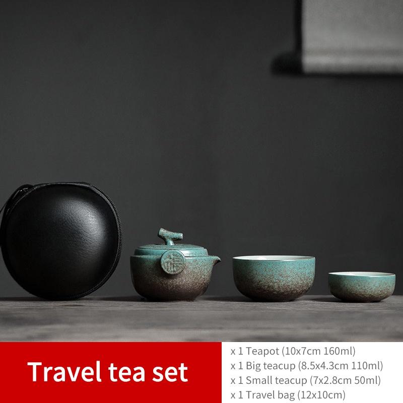 

Portable Ceramic Quick Tea Set with One Pot and Two Cups