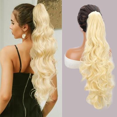 Extension per capelli sintetici lunghi e ondulati con coulisse, code di cavallo con artiglio, posticci per donne