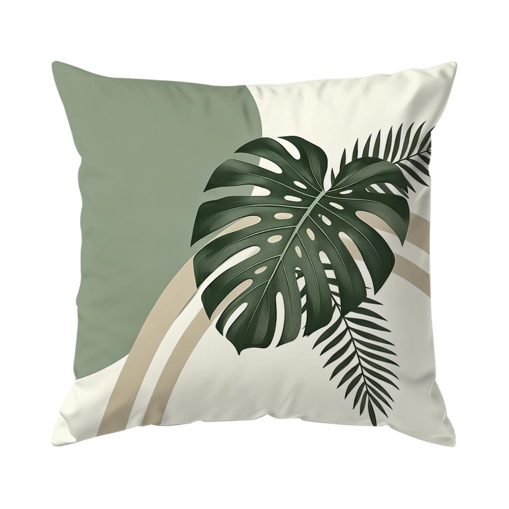 1pcs Simple Green Plant Leaves Cushions Pillowcase Polyester Cushion Cover Throw Pillow Pillowcover Home Car Sofa Decor