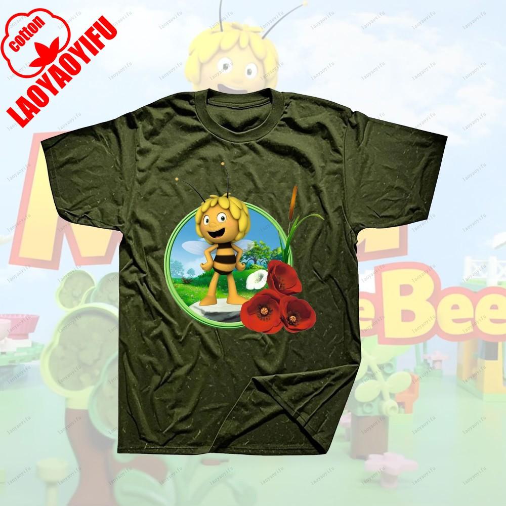 Maya The Bee Movie Cartoon Character T-shirts Maya The Bee Movie Kawaii Cartoons T Shirt Summer Breathable Camisetas