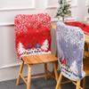 1pcs Red Grey Cartoon Chair Covers Set Printed Fabric Christmas Dining Decor for European Style Holiday Setup Household Supplies