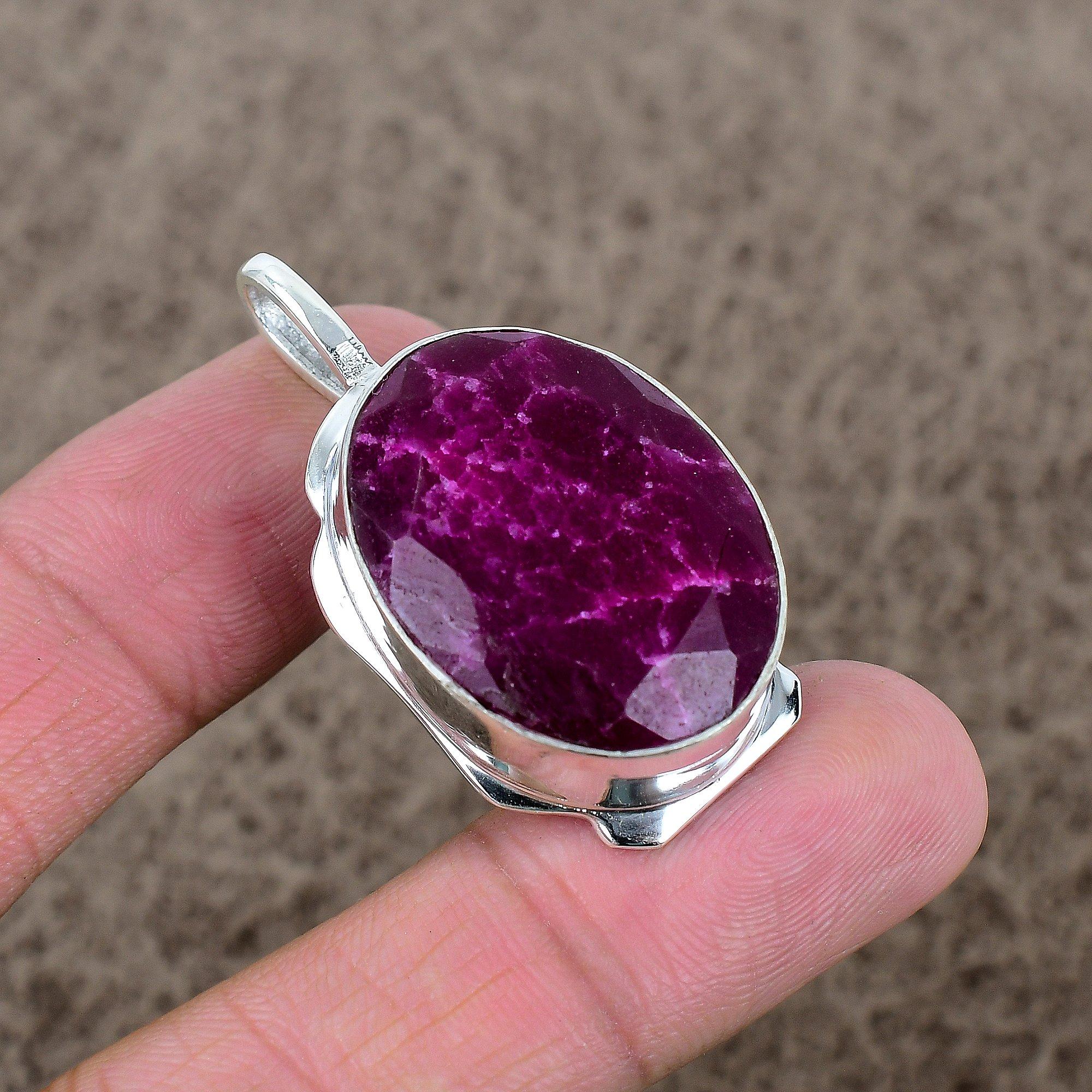 

Red Jade Gemstone Handmade 925 Sterling Silver Jewelry Pendant 1.81 KKG-358