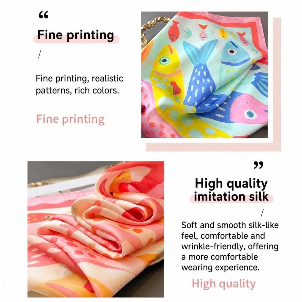 Cartoon Imitation Silk Scarf Shawl High-end Print Neck Scarf Headscarf High Quality Square Scarf