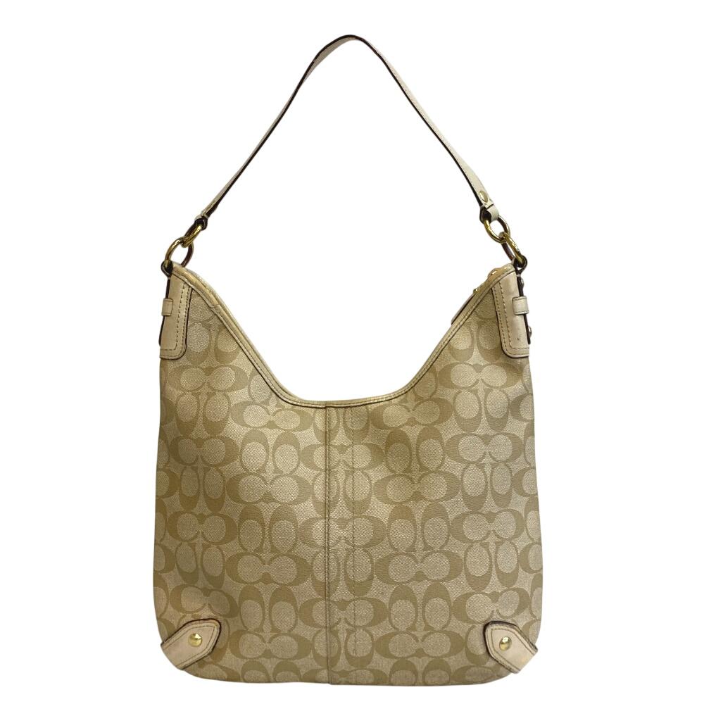 Coach F13193 Signature Canvas Shoulder Bag Beige Canvas Women Used