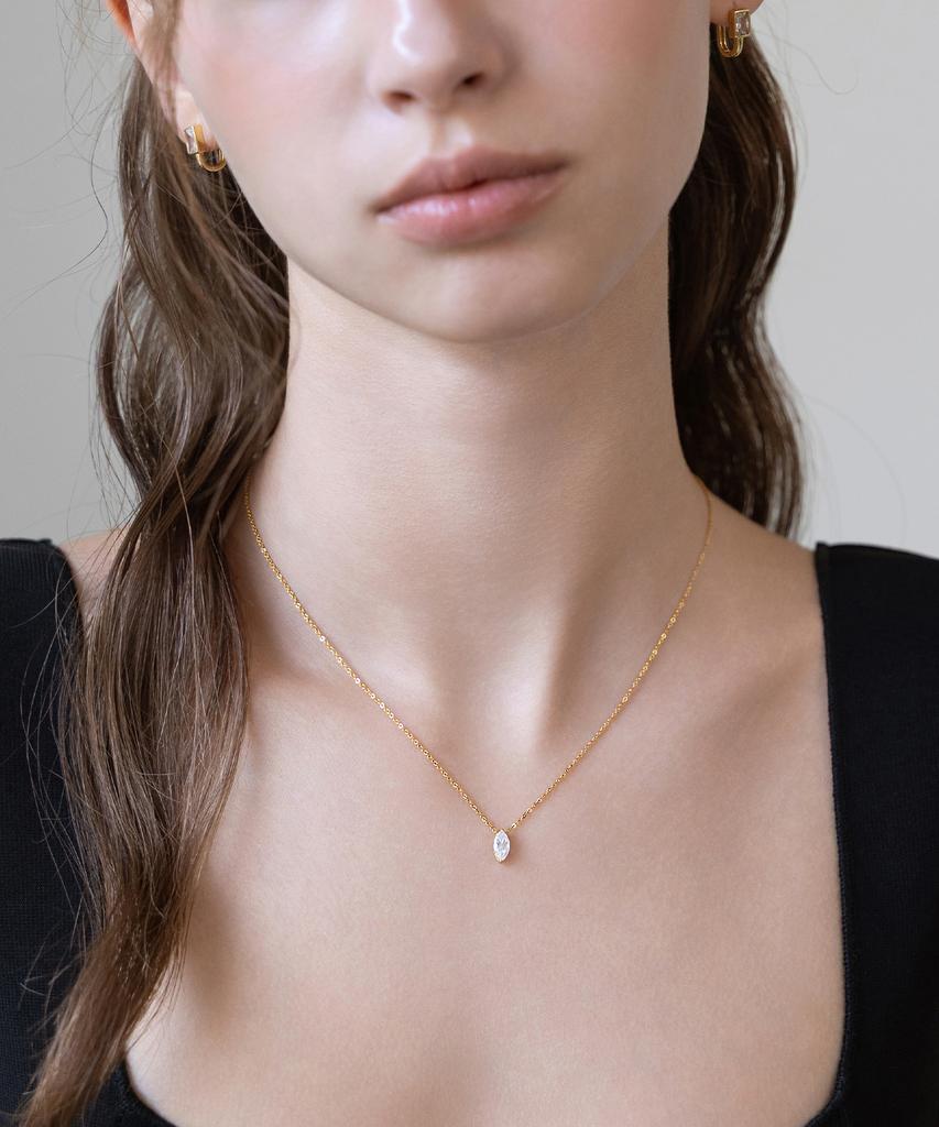 Tatiana (Silver 925) Marquise Cut Moissanite Necklace Dn0007