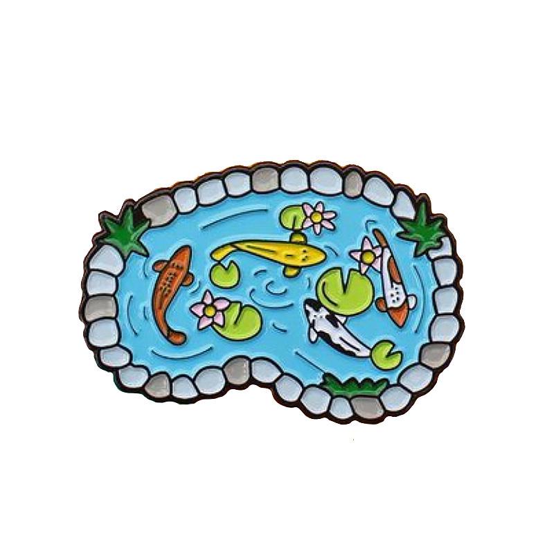 Trendy Cartoon Fish & Pink Donut Bubble Gum Brooch