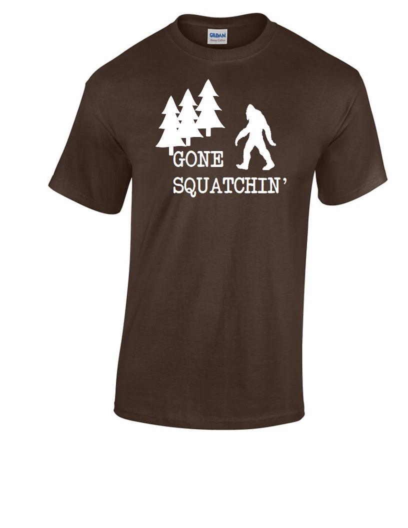 Gone Squatchin T-Shirt Sasquatch Bigfoot Chocolate Brown White Funny Shirt S-3XL XL