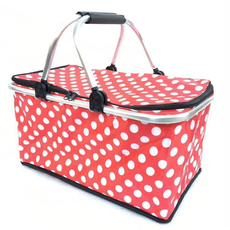 Car Oxford Outdoor Picnic Insulation Storage Basket Refrigerated Food Delivery Box Folding Shopping Basket Trunk Storage Box