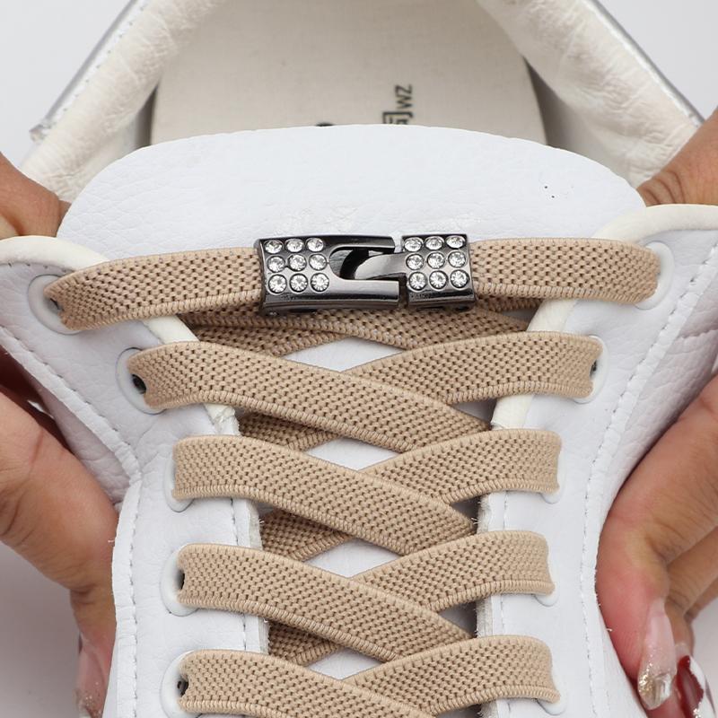 No Tie Shoe Laces Luxurious Diamond Cross Locks Shoelaces Without Ties Elastic Shoe Laces Sneakers Kids Adult Shoes Accessories